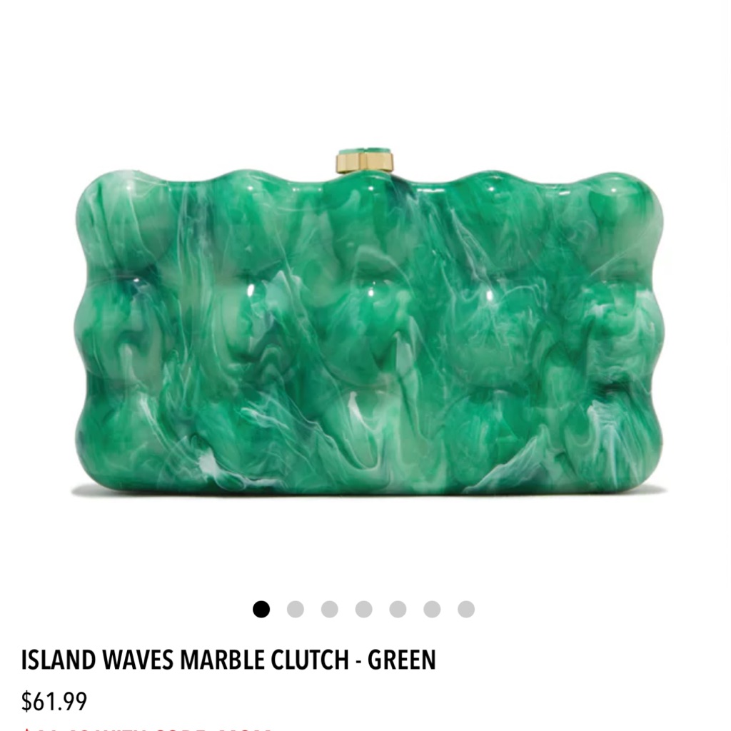 Misslola Island Waves Marble Clutch - Green